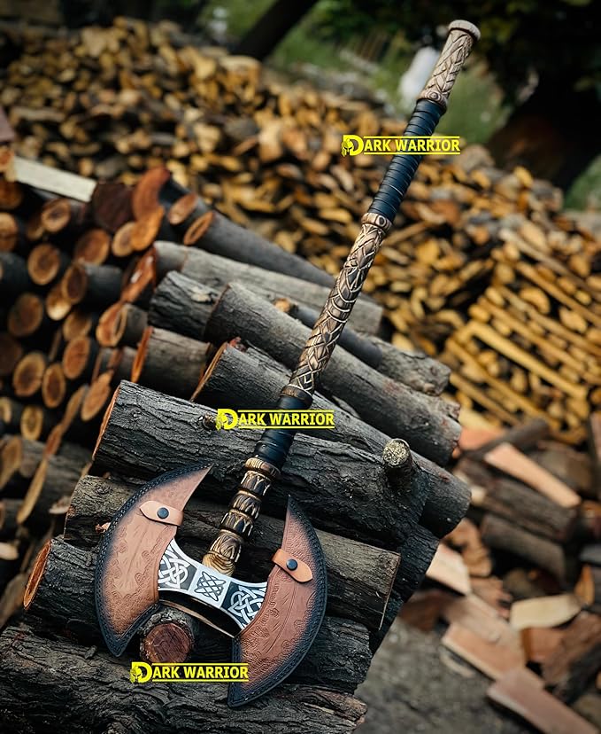 [dark warrior] 36 Double Head Berserker Axe Two Hand Axe Double Sided Axe Hewing Axe Double Edged Battle Axe Large Norse Axe Double Blade Axe Big Viking Axe Hand Forged Axe Blade Axe DW-AX-89890