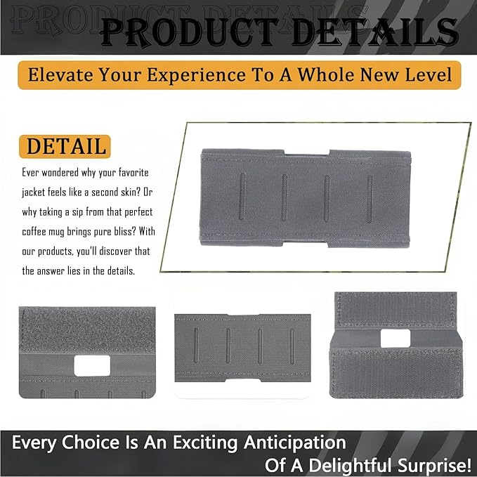 Detachable Horizontal MOLLE Single Module - Hook &amp Loop Adapter for Tactical Waist Rigs Secure Gear with Heavy-Duty Panels