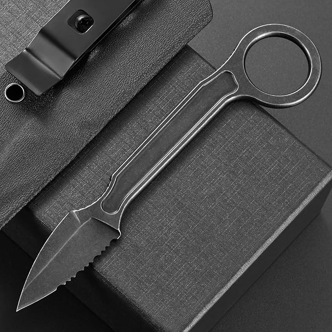 Ccanku C1134 Fixed Blade Knife D2 Blade Stainless Steel Handle Claw Knife for Survival Camping Outdoor EDC Tool with K Sheath(Jagged)