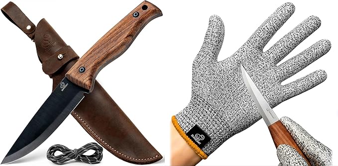 BeaverCraft BSH3 Bushcraft Knife CRG_M Whittling Woodworking Gloves Gloves for Food Prep