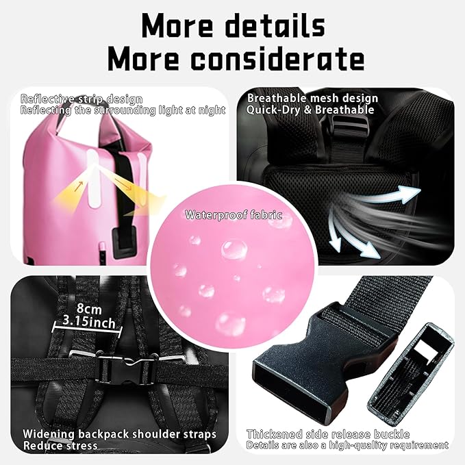 35L Dry Bag Heavy Duty waterproof backpack for Women wear-resistant material for kayaking Hiking Travel Camping essentials Survival &amp Beach with 2L dry bag