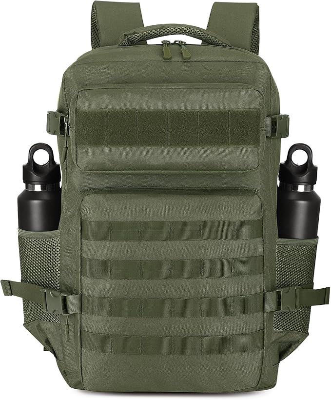 HUNTVP Tactical Backpack for Men 30L Military Backpack MOLLE Assault Pack Army Daypack Hunting Rucksack for Hiking Travel Work with Bottle HolderArmy Green