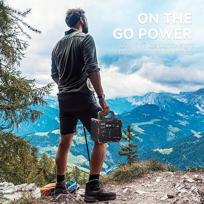 300W Portable Power Station Solar Generator 259Wh 70000mAh LiFePO4 Battery with 65W USB-C PD&ampPure Sine Wave AC Solar Charging for CampingHome BackupEmergency Power(SOS Light &amp LCD Displa