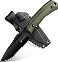 Dream Reach Fixed Blade Knife - D2 Steel Tactical Knife with Ergonomic Full Tang Handle and Kydex Sheath for Outdoor Camping Survival Gift for Men Women Green