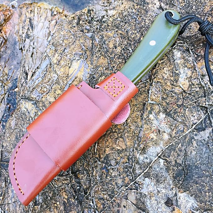 Watchman W229 EDC Fixed Blade Knife 14C28N Blade Steel Micarta Handle with Sheaths for Outdoor Activities Camping (Green)