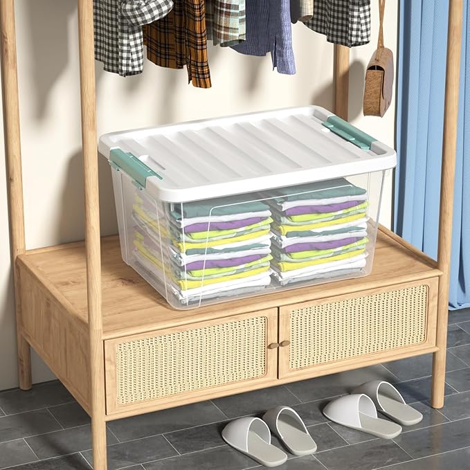 36 Quart Large Plastic Storage Boxes with Lids Clear Plastic Storage Totes 4 Packs