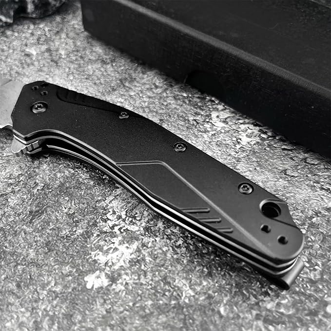 7.24 Folding Knife Assisted Flipper pocket knife D2 Steel blade Aluminum alloy Handle with Belt Clip Outdoor EDC Camping Knife Gift