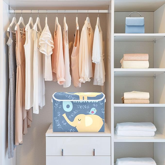 6_months Storage Bins with Lid Stackable Organization Storage Fabric Storage Bin for Home Studyroom Office Basket