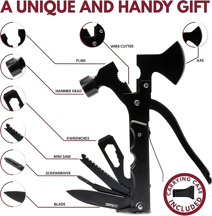 Laser Engraved - Personalized All-In-One Hammer Multitool w/Name or Customizable Text - 20 Fonts - Birthday Gifts for Dad from Son Daughter