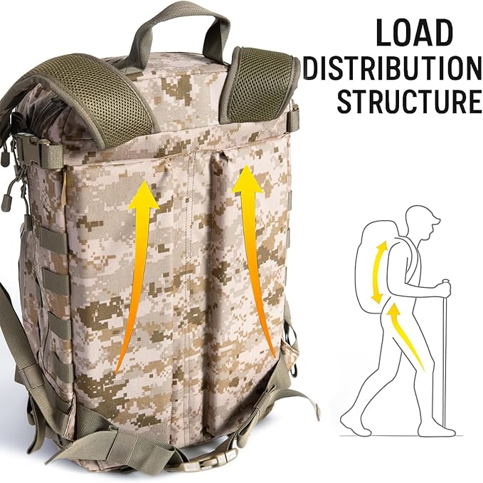 MT Military Rucksack Style Assault Pack Compatible with FILBE System – Tactical MOLLE Backpack for Outdoor Hiking Camping Hunting – Modular 30L Capacity Marpat Desert
