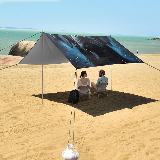 ALAZA Labrador Starry Blue Beach Tent Sun Shelter Portable Canopy Sunshade for Outdoor Camping Picnics Backyard Fun 10x9 ft