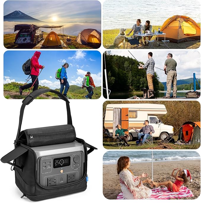Xxerciz Carrying Case Compatible with ECOFLOW River 2 Pro/River 2 Max Storage Bag with Adjustable Shoulder Strap Soft Generator Cover with Waterproof Bottom and Side Zippers for Outdoor Travel