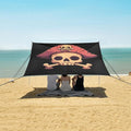 ALAZA Cartoon Pirate Skull with Bones on The Black Beach Tent Sun Shelter Portable Canopy Sunshade for Outdoor Camping Picnics Backyard Fun 10x9 ft