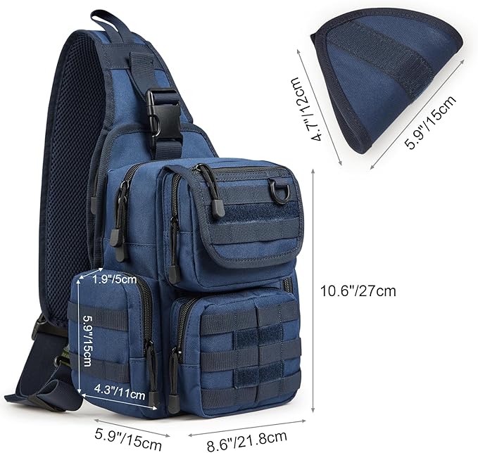 G4Free Tactical EDC Sling Bag Pack with Adjustable Holder Sling Shoulder Assault Range Backpack(Dark Blue)