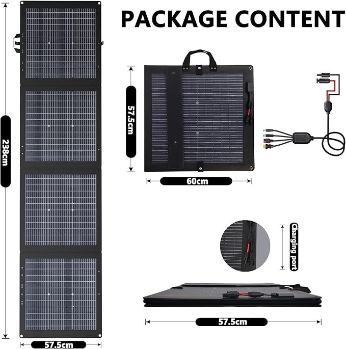 Solar Panels 220W Bifacial Portable 25% High-Efficiency N-Type HJT Solar Cell Outdoor Charger with Adjustable Kickstand for RV Camping Van and Off-Grid