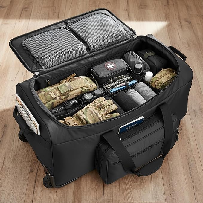 Code Alpha Mini Monster Wheeled Deployment Bag Black – Rolling Tactical Gear Bag with Dividers &amp Backpack Carry