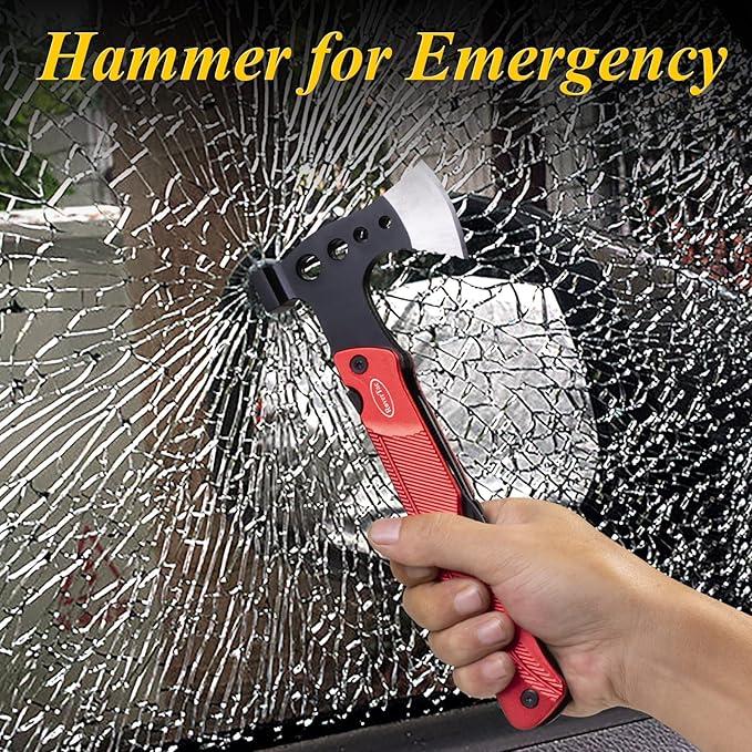 RoverTac Camping Hatchet Multitool Axe Survival Gear 14-in-1 Multi Tool Axe Hammer Knife Saw Bottle Opener Fire Starter Whistle Gifts for Men Dad Him Perfect for Camping Survival Hiking Fishing