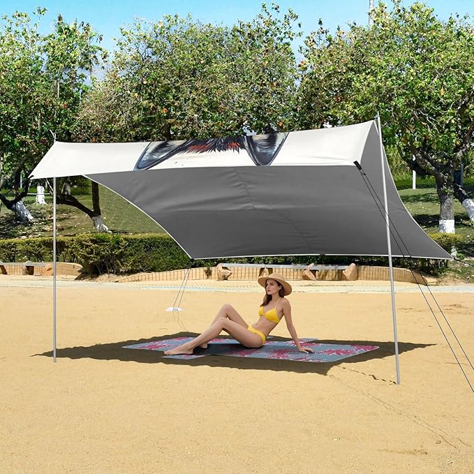 ALAZA Boho Wolf Potrait Beach Tent Sun Shelter UPF50+ Protection Beach Shade Canopy w/ 4 Sandbags for Outdoor Camping Fishing Backyard Fun Picnic 10x9 ft