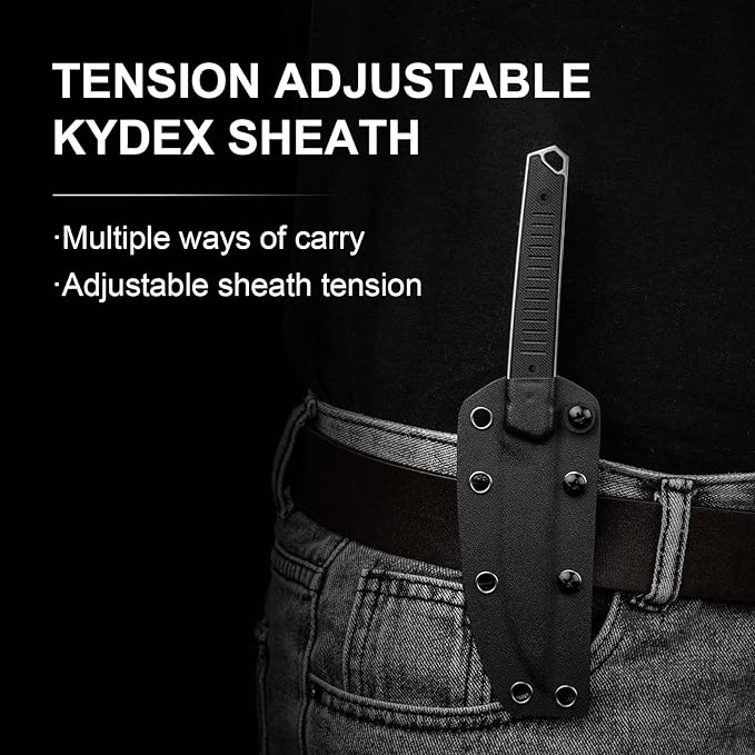 Kizer Kwaiken Fixed Blade Knife 3.94 Nitro-V Blade Hunting EDC Knife with Black G10 Handle Survival Knife with Adjustable Sheath for Hiking Camping Outdoor Knives 1066A4