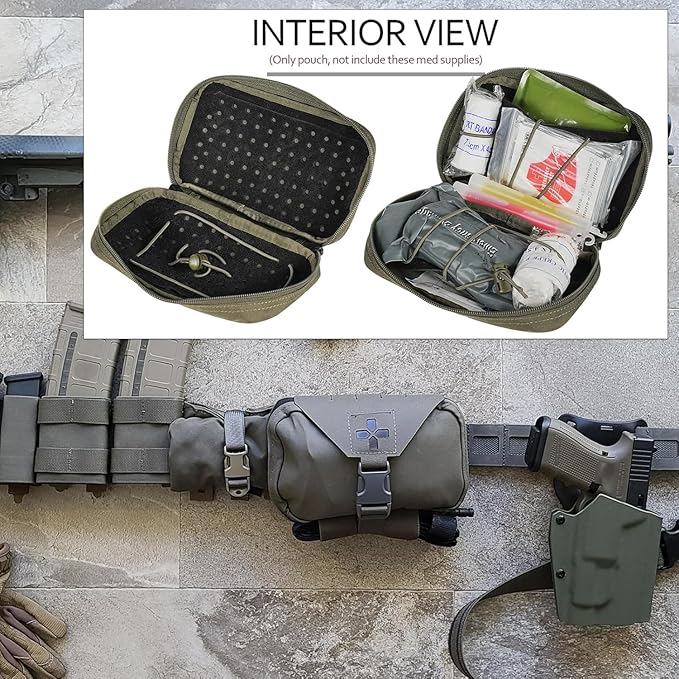Ifak Pouch-Rapid Deployment Tactical MOLLE Trauma Kit Pouches Quick Release Tear-Off Medical First Aid Kit Organiser with Red Immediate Identify for Emergency Surviva.