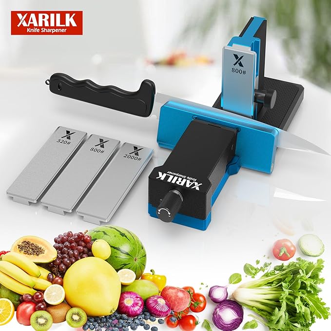 Upgraded Rolling Knife Sharpener Kit – Adjustable 10 – 40° Removable Diamond Stones (320# 800# 2000#) Compact &amp Portable – Premium Knife Sharpening System for Kitchen &amp Outdoor Use