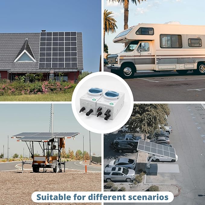 Anti-UV Solar Circuit Isolator Box 1000V IP66 The 4-Pole 32A DC Isolator Suitable for Solar Systems Homes RVs and Boats Weatherproof and Durable (1in 1out) Solar Power Disconnect Switch