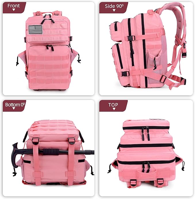 LUPU TACTICAL 45L Backpack for Men and Women 3 Days Assault Pack Outdoor Travel Hiking Camping Rucksack with Molle Webbing (Pink)