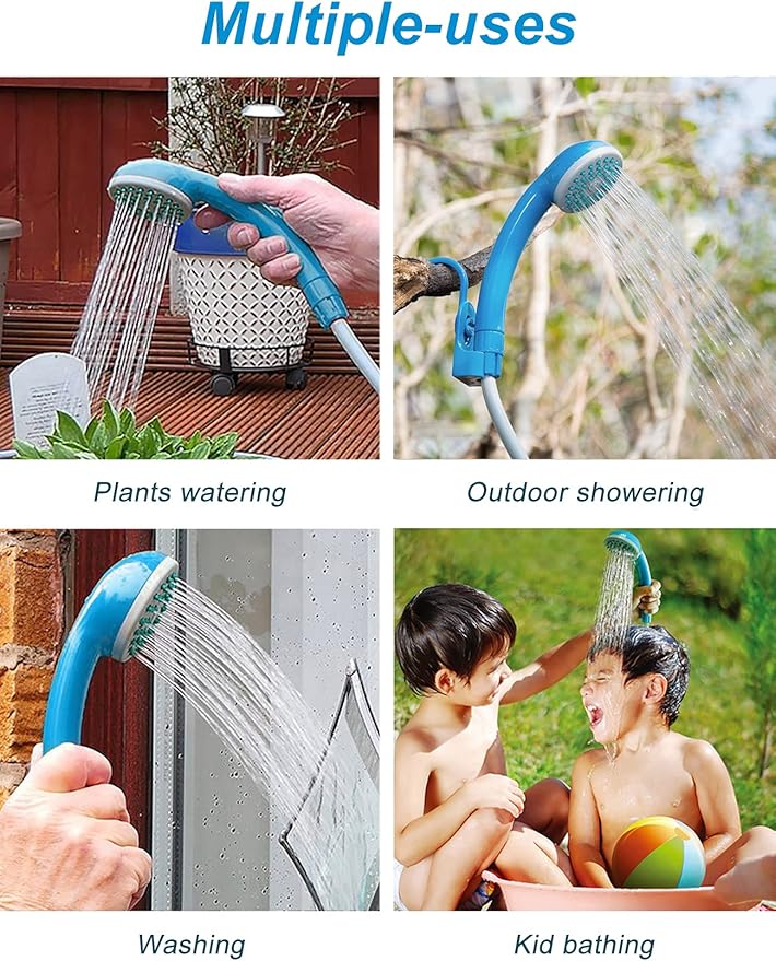 innhom Portable Shower Camping Shower Outdoor Camp Shower Pump Electric Rechargeable Portable Camping Shower Powered by Rechargeable Battery