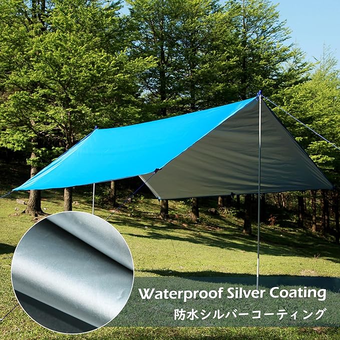 TRIWONDER Camping Tarp - 118x118 Waterproof Rain Fly Tent Footprint Ground Cloth Multifunctional Cover Heavy Duty for Canopy Hammock Hiking Picnic (Green)