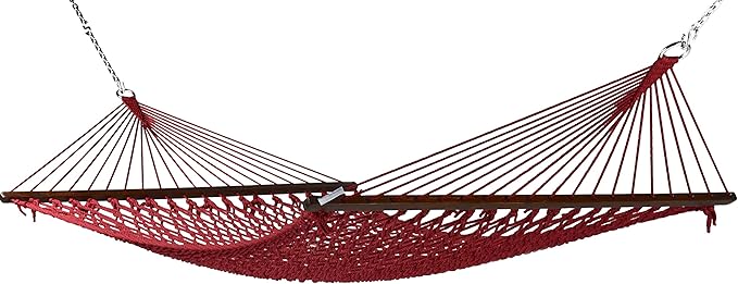Caribbean Rope Hammock - 55 Inch - Soft-Spun Polyester (red)
