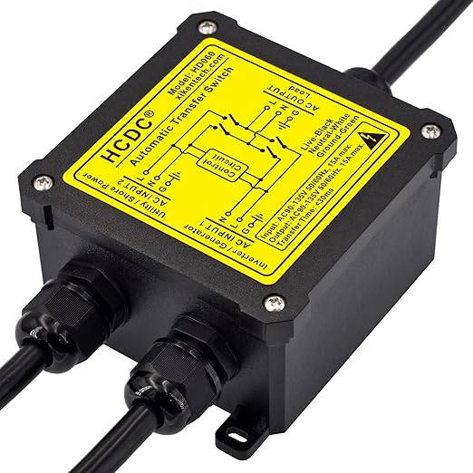AC120V 15Amp Automatic Transfer Switch ATS Auto Transfer Switch (Core Wires + NEMA 5-15P)