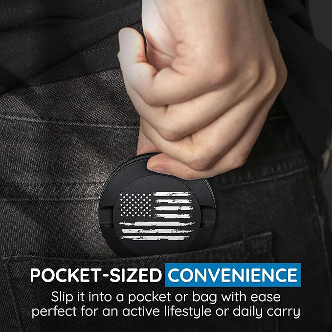 Premium Pouch Container | Zyn Metal Can | Moisture &amp Odor Proof Snus Can | Zyn Accessories | Laser Engraved American Flag Design