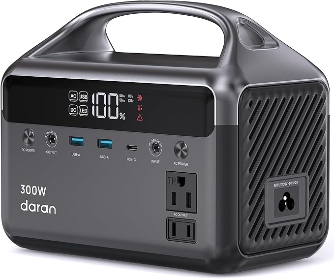 DaranEner Portable Power Station 300W (Surge 600W) 192Wh(60000mAh) Power Bank with 110V AC Outlet LiFePO4 Battery for Home Emergency Camping Travel&amp Outdoor Electronics(Option Solar Generato