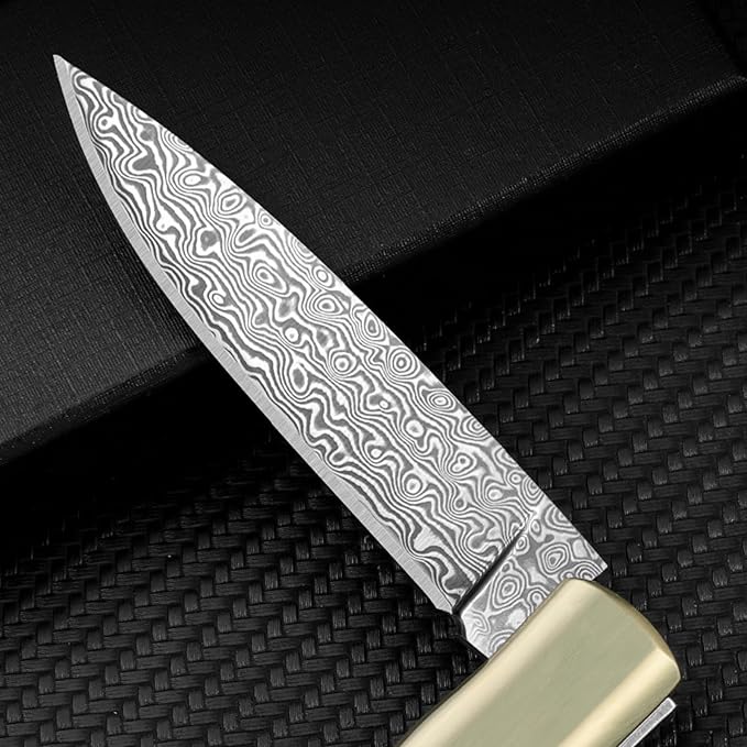 Damascus Steel Knife Knives for Men HRC 60 Pocket Knives Hand-Forged Damascus Folding Knife Camping Gear Lightweight Outdoor Knife for Backpacking Gift Ideas for Boyfriend