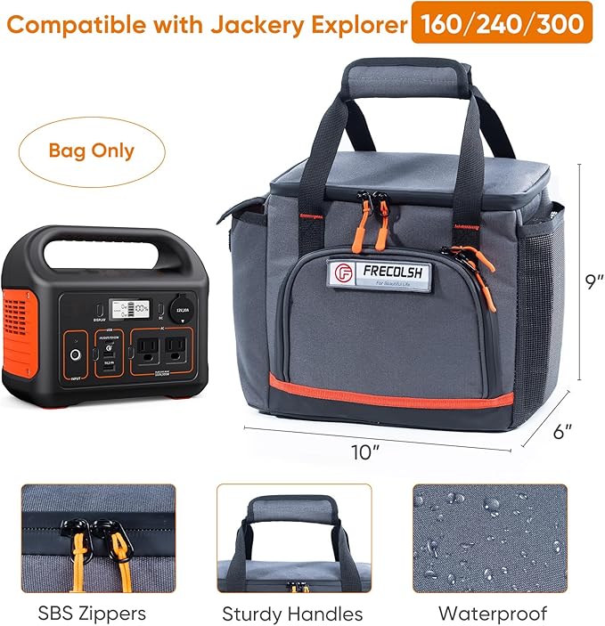 Travel Carrying Case Compatible with Jackery Explorer 300/240/160 Portable Power Station Storage Case with Water- proof Bottom and Front Pockets for Jackery Accessories Solar Generator