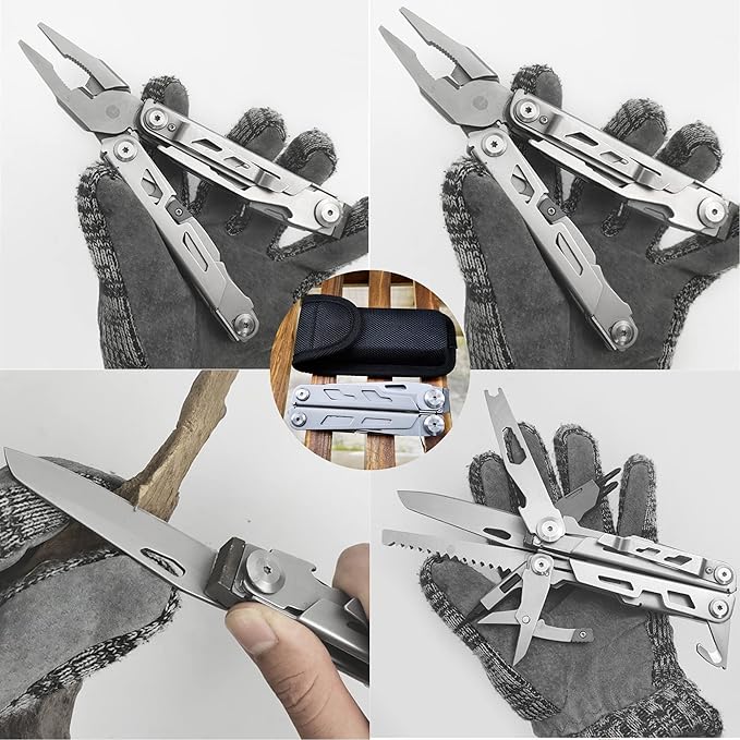 Multitool Pliers Pocket Knife Camping Tool Multi-Pliers with Folding Saw Bottle Opener Screwdriver Sickle Nylon Sheath Perfect for Outdoor Survival Camping Survival Hiking Simple Repairs