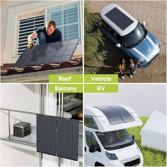 ALLPOWERS SF200 200W Flexible Solar Panel Ultra-Thin 3mm Bendable Monocrystalline Solar Charger 25% Efficiency IP68 Waterproof for RV Roof Camping Marine Use