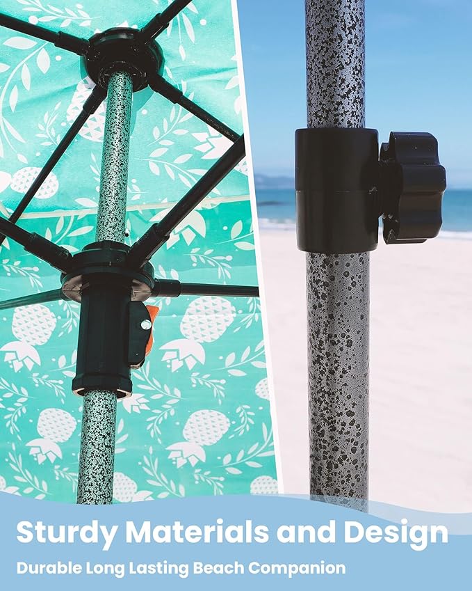 Qipi Updated Beach Cabana - Easy to Set Up Canopy Waterproof Portable 6' x Shelter Included Side Wall Shade with UPF 50+ UV Protection for Kids Family Green Pineapple Jungle
