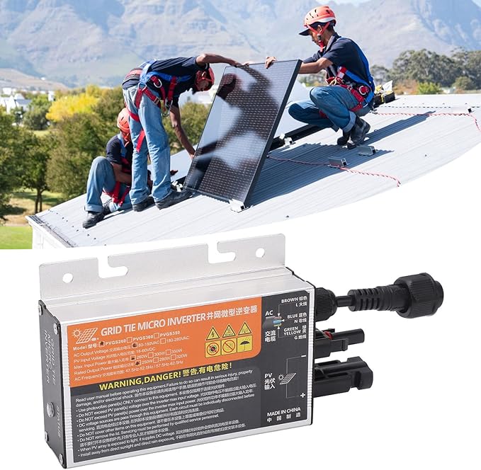 GLOGLOW Solar PV Micro Grid Tie Inverter 350W MPPT Converter with Islanding DC Power Point Tracking 50Hz AC Output Frequency for Solar Panel (PVGS-260W(18-60V) 110V)