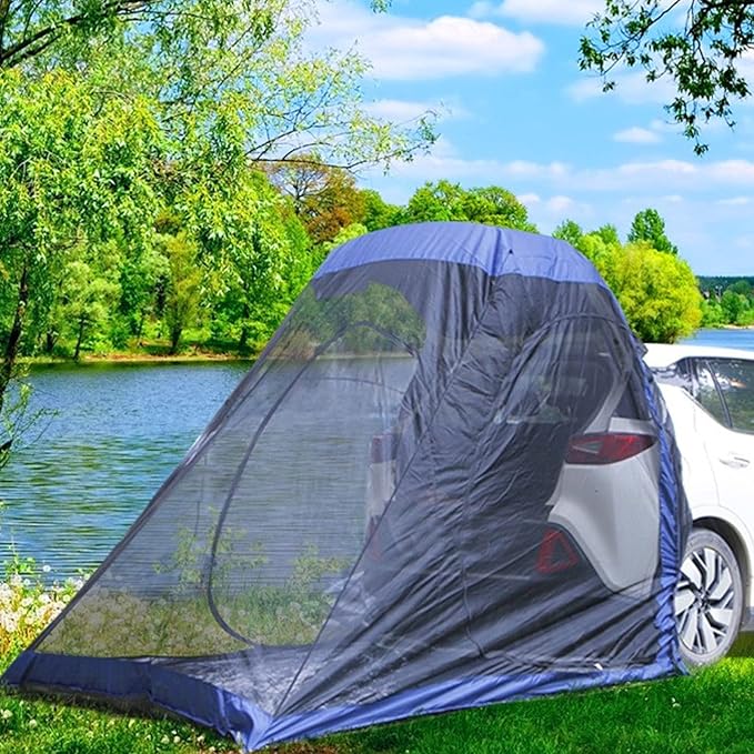 SUV Tent Portable Waterproof Tailveil Tent Awning Sun Shelter Double Rainproof Design Hook and Loop Fixing Travel Bird Car Rear Tent for Outdoor Camping Hiking Travel Easy Installation