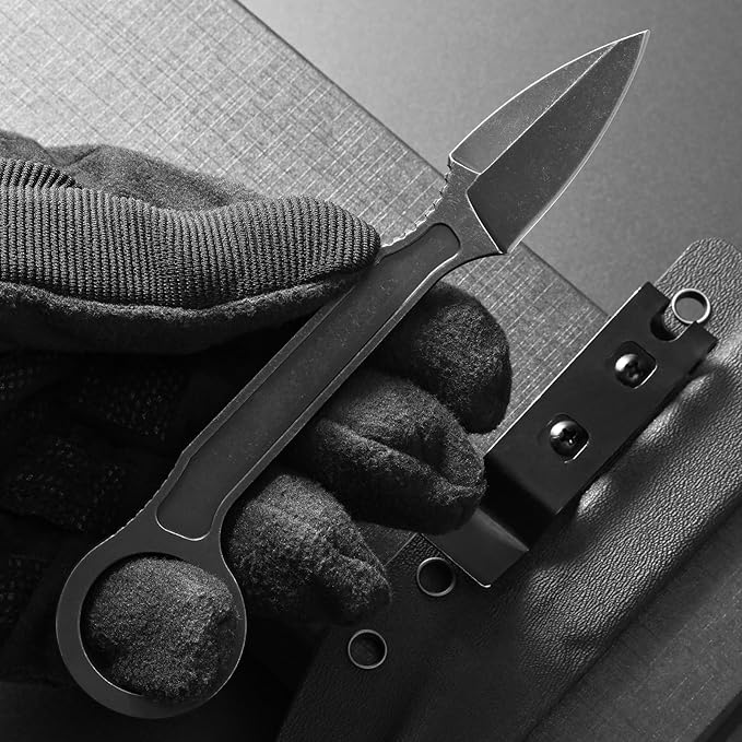 Ccanku C1134 Fixed Blade Knife D2 Blade Stainless Steel Handle Claw Knife for Survival Camping Outdoor EDC Tool with K Sheath(Blade)