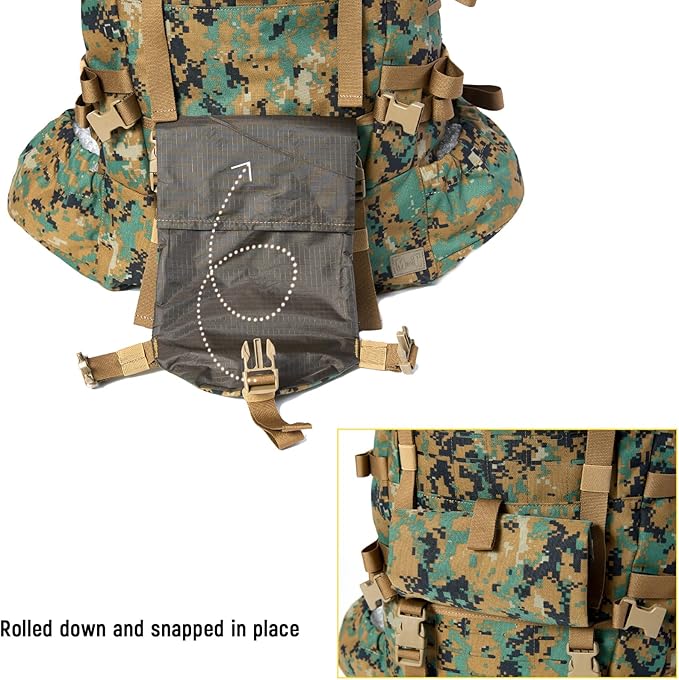 MT Military Army Large Rucksack with Detacheable Assault Backpack Hydration Pack Shoulder Straps and Waist Belt Metal Frame | Detacheable Hydration Pack Shoulder Straps Waist Belt Metal Frame