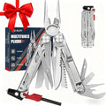 BIBURY Multitool Pliers BI2038B 22-in-1 Stainless Steel Multi Tool with Flint Window Breaker Scissors Back Clip Folding Pocket Multifunctional Self-locking EDC Tool for Survival Camping Hiking