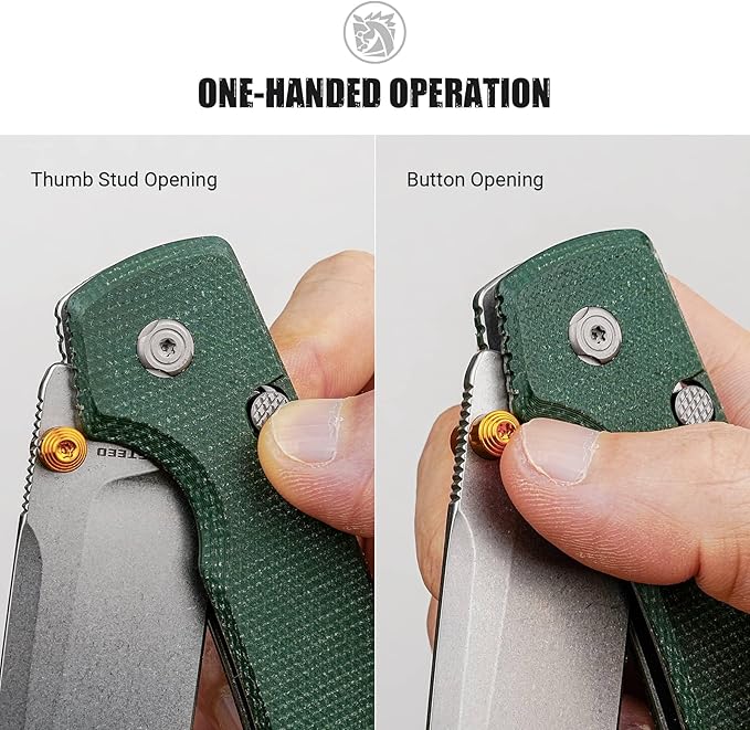 Vosteed Raccoon2.0 Bowie Blade EDC Knife - 3.25 14C28N Steel Micarta Handle Top Liner Lock - Outdoor Camping Hunting - A2911