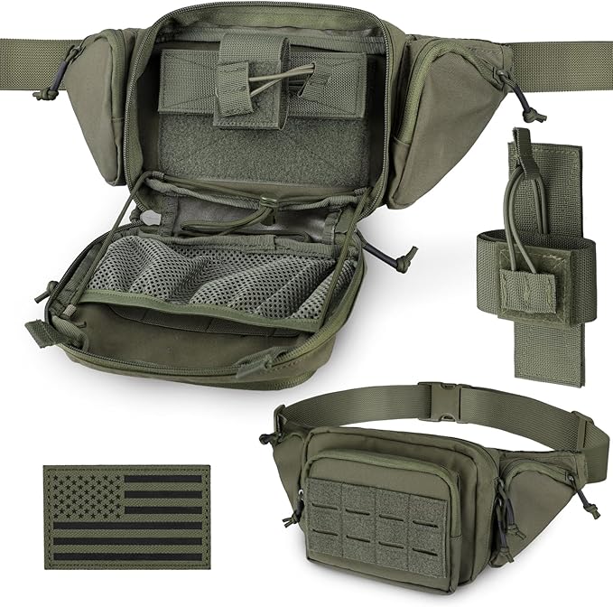WYNEX Concealed Carry Fanny Pack Pistol Pouch Tactical Fanny Pack Handgun Pouch with Universal Pistol Holster CCW EDC Waist Pack of Adjustable Paracord Suspension System for Men