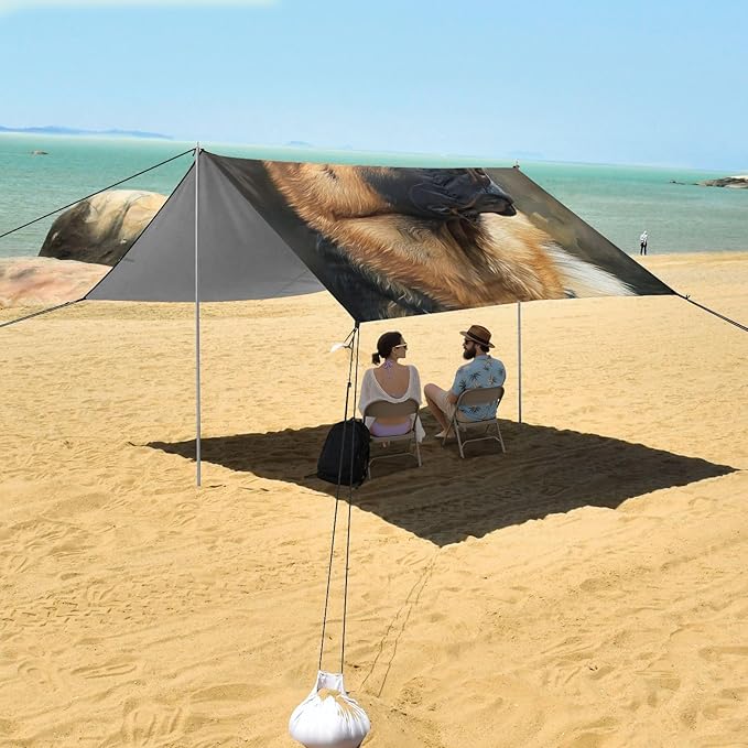 ALAZA Cool German Shepherd Dog Beach Tent Sun Shelter Portable Canopy Sunshade for Outdoor Camping Picnics Backyard Fun 10x9 ft