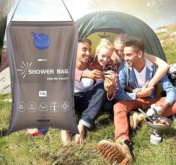 Portable Camping Pressure Shower Bag 15l Solar Heating EVA Shower Bag Hiking Water Bag for Picnicking Bathing and Water Storage