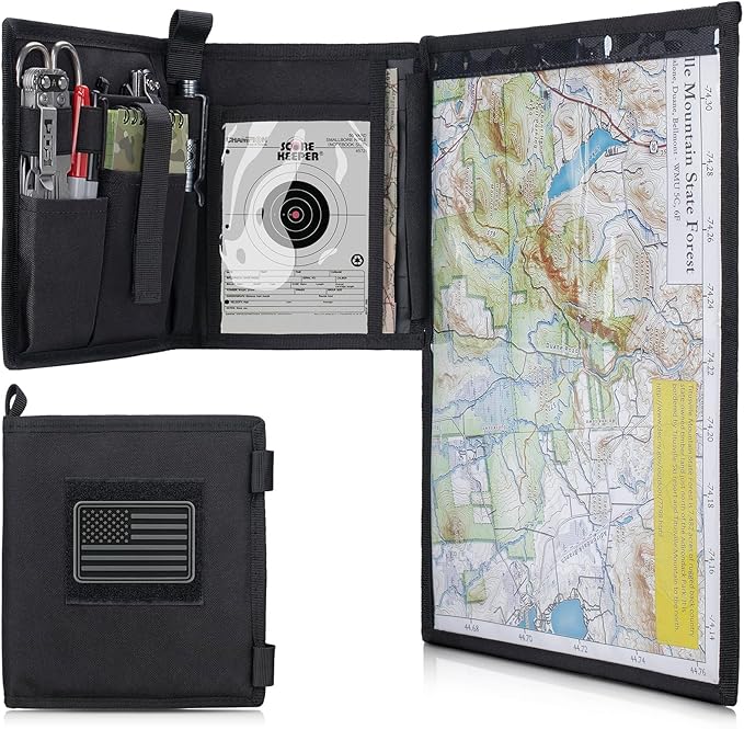 LIVANS Tactical Pouch Military Map Case Holder Army Foldable Map Storage Pouch Multifunctional for Outdoors or Hiking - 13x10 Clear Viewing Area1000D Oxford + Waterproof TPU