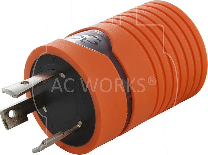 AC WORKS Generator to Transfer Switch L14-30 Inlet Box Adapter (L5-30 30Amp 3-Prong to L14-30 Compact)