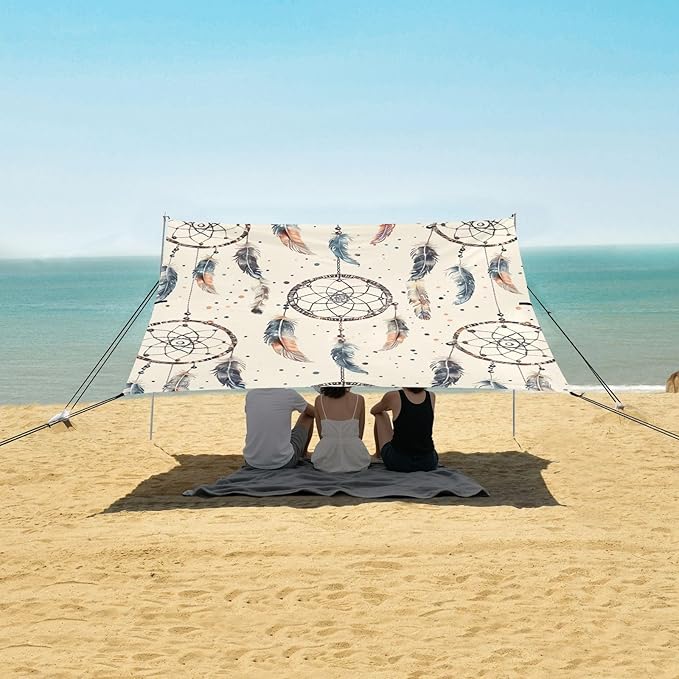 ALAZA Dreamcatcher Ethnic Design Beach Tent Sun Shelter Portable Canopy Sunshade for Outdoor Camping Picnics Backyard Fun 10x9 ft